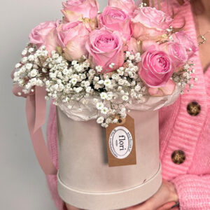 Flowerbox różowe róże