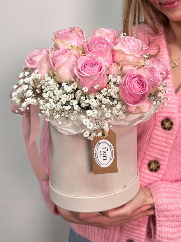 Flowerbox różowe róże